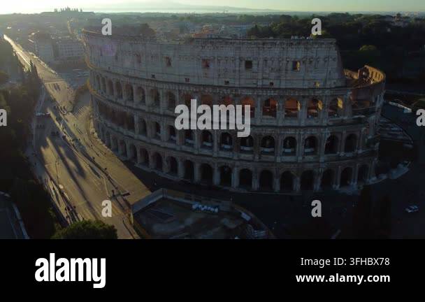 Majestic aerial perspective of the colosseum in rome, italy. The iconic ...