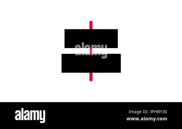Centered bar chart icon featuring a vertical red divider line that ...