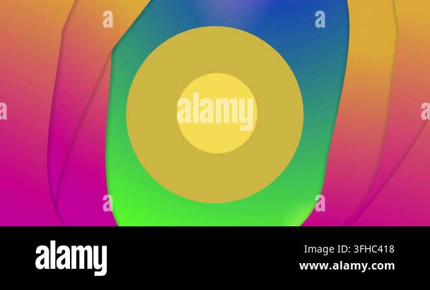 Animation of yellow circular scanner processing over colourful abstract ...