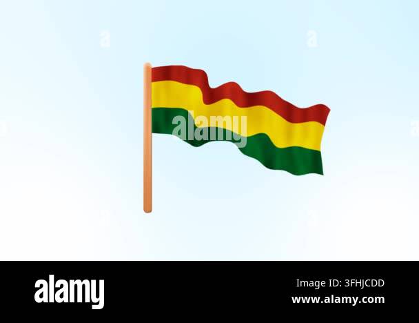 Red-yellow-green striped flag waving animation horizontal tricolor ...