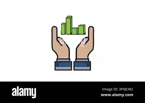 Two hands holding upward-trending green bar graph business growth ...