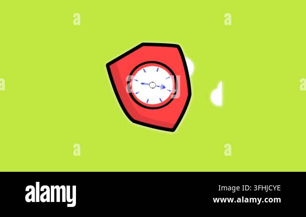 Time protection & secure schedule animation red shield with clock face ...