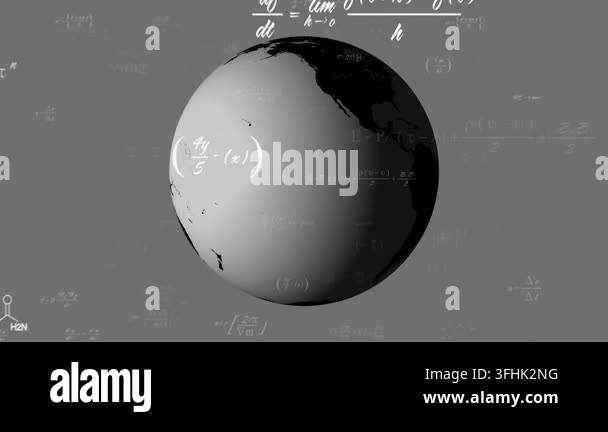 Stylized Earth globe floating in 3D render, featuring floating math ...
