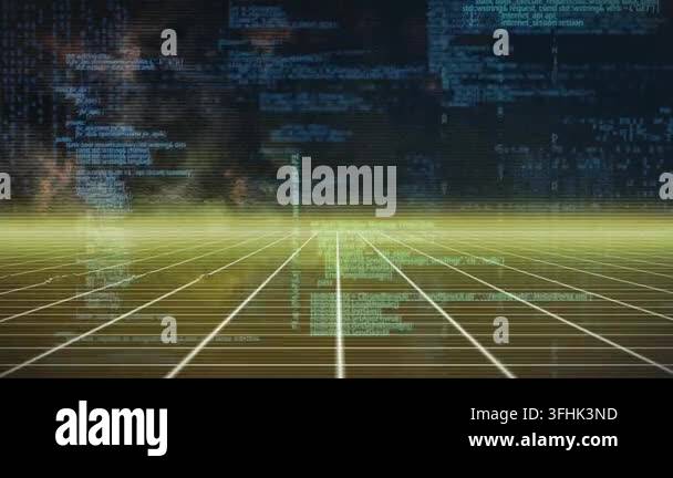 Opening on yellow grid plane, code snippets scrolling flickering and ...