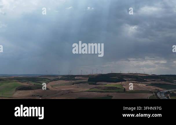 Wind Farm On The Mountain Blue Sky And White Clouds Stock Video Wind Farm On The Mountain Blue Sky And White Clouds Stock Video