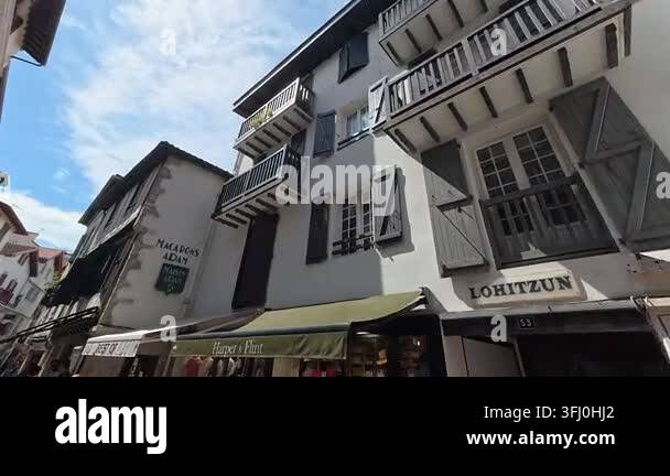 Traditional Basque style architecture and historic timber framed ...