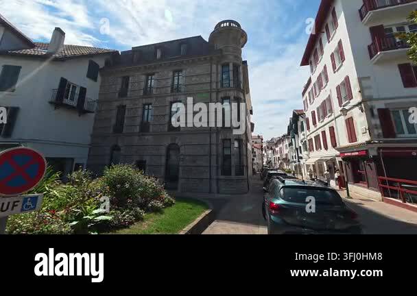 Traditional Basque style architecture and historic timber framed ...