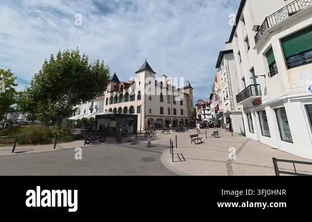 Traditional Basque style architecture and historic timber framed ...