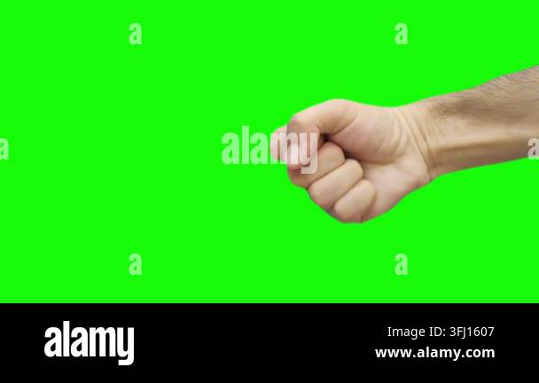 Close-up realistic clenched fist with forearm extending across a vivid ...