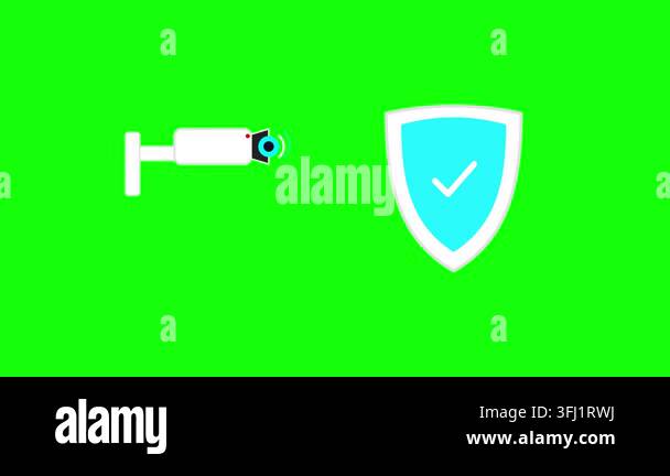 Security camera monitoring with protection shield animation, ideal for ...