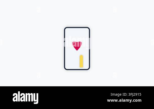 Smartphone animation featuring a central heart icon expanding and ...