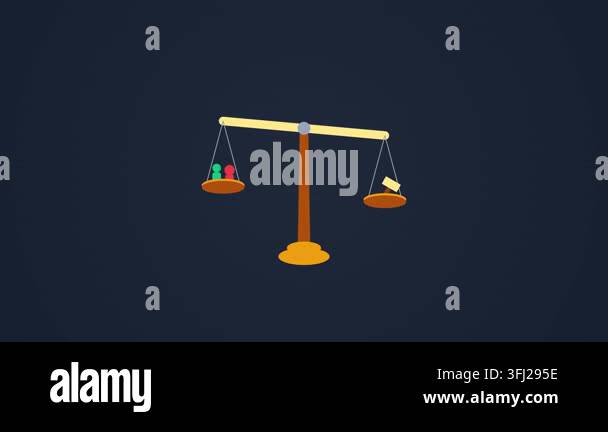 Democracy concept illustrated with a traditional golden balance scale ...
