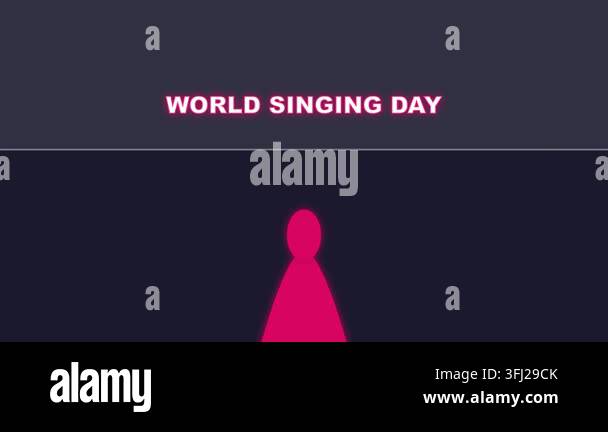 Singing person silhouette projected against a dark gradient background ...