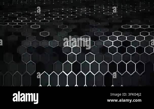 Animated hexagon grid pattern creates a dynamic abstract background ...