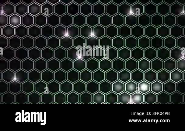 Abstract hexagonal grid pattern background with dynamic glowing light ...
