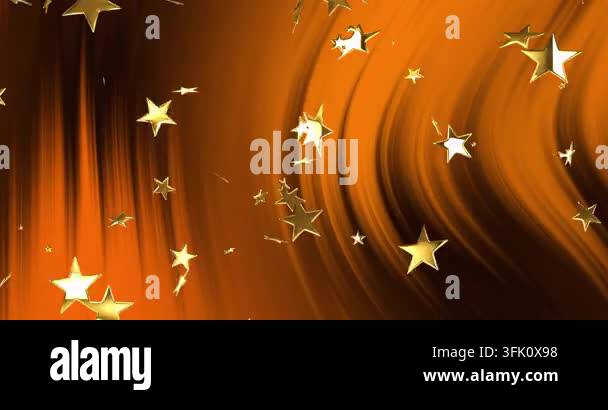Amber swirl filling frame initiating metallic stars emerging drifting ...