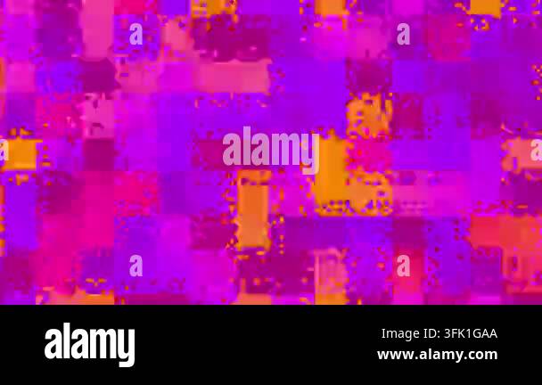 Abstract background loop of small squares in a geometric pixelated ...