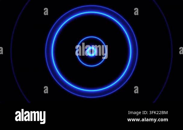 Blue neon laser rings abstract futuristic design. Seamless looping ...