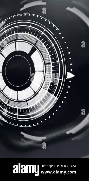 Vertical video: On wake rotary HUD animating, rings rotating, side ...