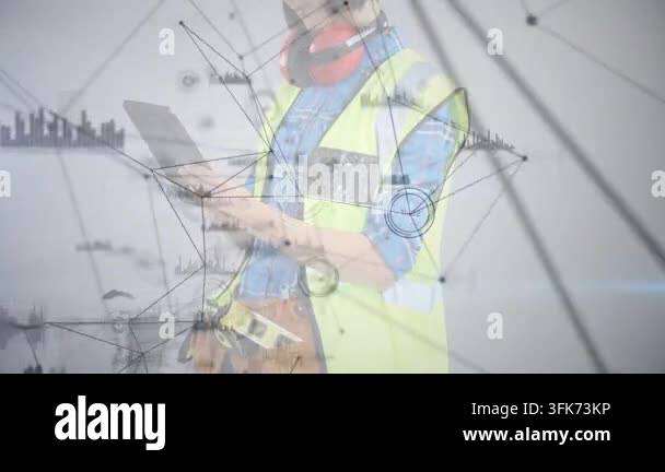 Site pro tapping tablet and scrolling, making animated nodes tracking ...