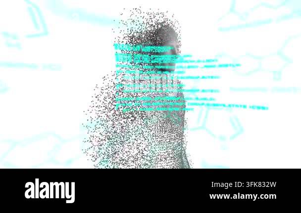 Animation of diverse data processing over human model on white digital ...