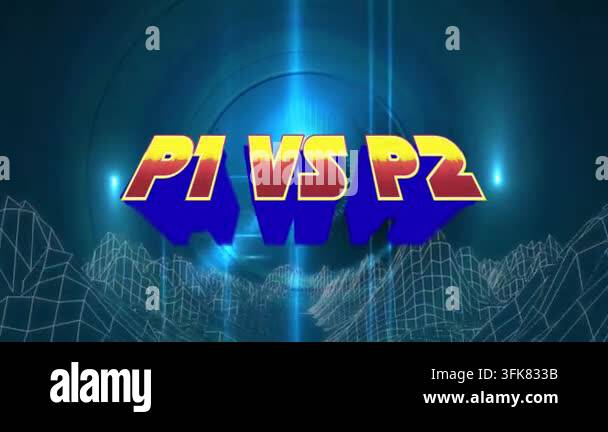 Animation of p1 vs p2 in metaverse space on navy background. video ...