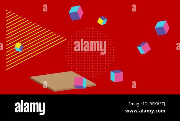 Geometrical graphic retro theme background animation with place for ...