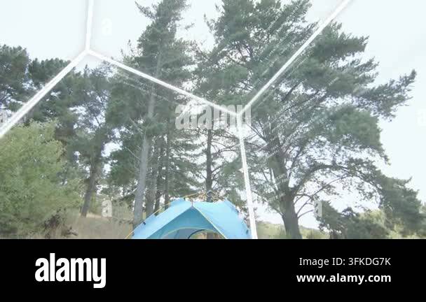 Pulse starting mesh dome over blue tent, projecting code to map camp ...