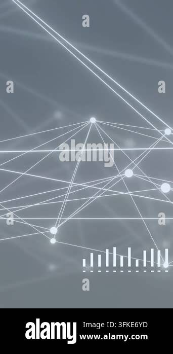 Technical Data Visualization Vertical video: Woman entering grey network, raising orb and ...