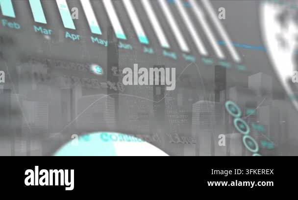 Animation of computer interface data processing. Global shipping ...