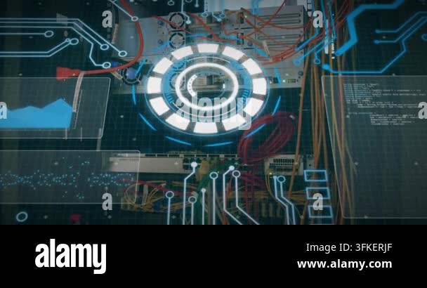 Animation of scope scanning and data processing over cables in computer ...