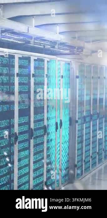 Led Panel Counter Vertical video: Camera panning along racks, center LED panel pulsing ...