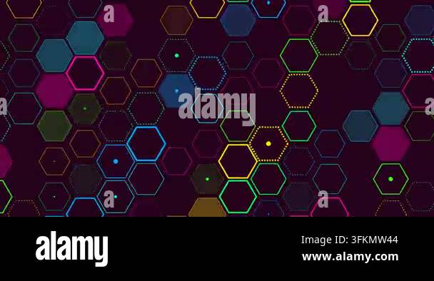 4K 60fps abstract loop motion graphics featuring glowing neon particles ...