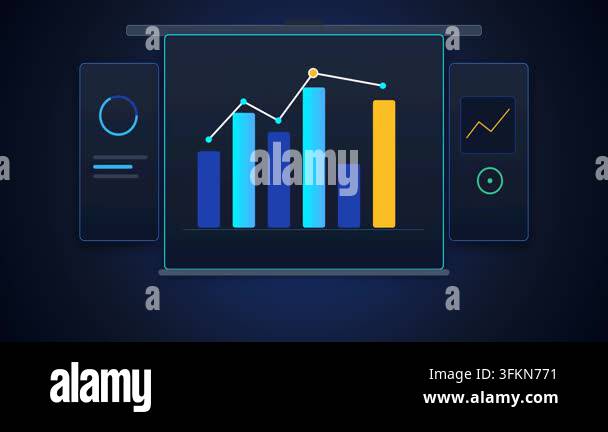 Modern Business Analytics Dashboard with Growing Charts and Graphs ...