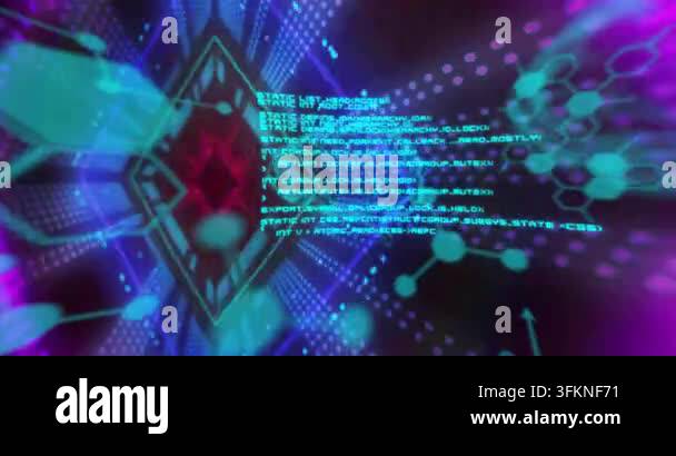 Red diamond pulsing, cyan mesh brain emerging and floating while code ...
