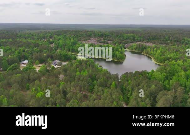 Aerial View of Forest and Lake in Rural Landscape Appling Georgia Stock ...
