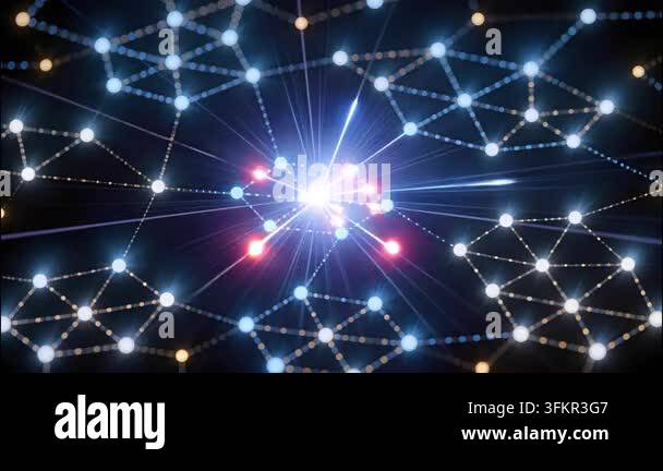 Abstract glowing network connections in dark background Stock Video ...