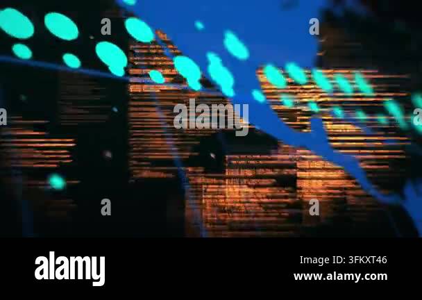 Process In Computer Sign Animation of data processing and graphs on black digital screen. Data ...