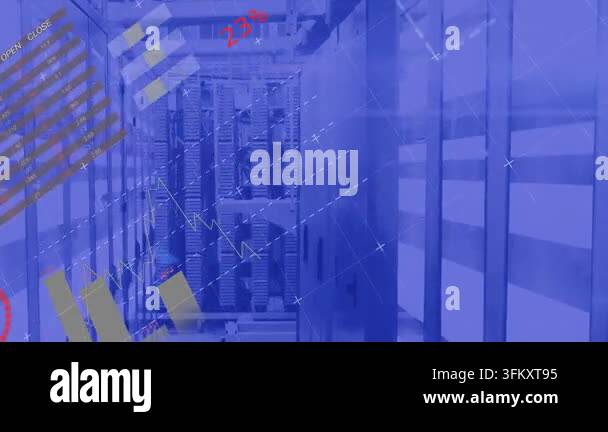 Process In Computer Sign Animation of statistics and data processing over computer servers ...