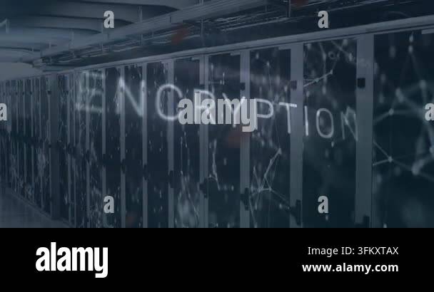 Process In Computer Sign Animation of encryption text over data processing and computer ...