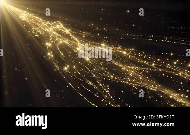 Golden light streaks shining in dark background Stock Video Footage - Alamy