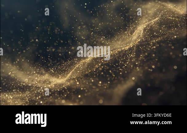 Golden particles shimmering in dark space background Stock Video ...