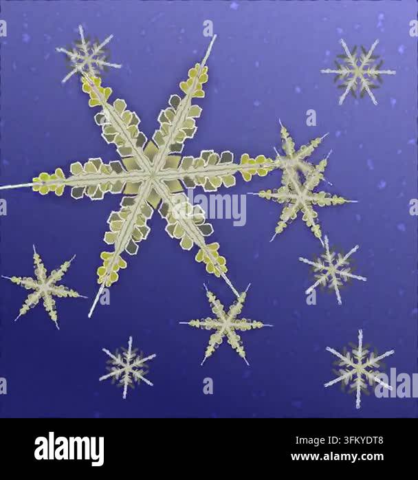 Decorative snowflakes falling against blue winter background Stock ...