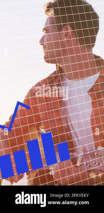 Three Muscal Instruments Vertical video: Musician holding guitar, timeline activating blue ...