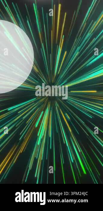 Colorful light streaks radiating outward over abstract animation ...