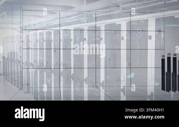 Server cabinets filling data hall grid drawing then spawning 3D bars ...