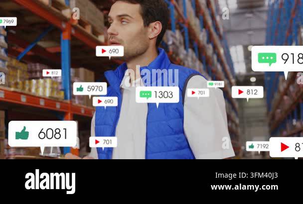 Inspection Racks Identification Metric bubbles multiplying, inspector looking up, scanning racks and ...