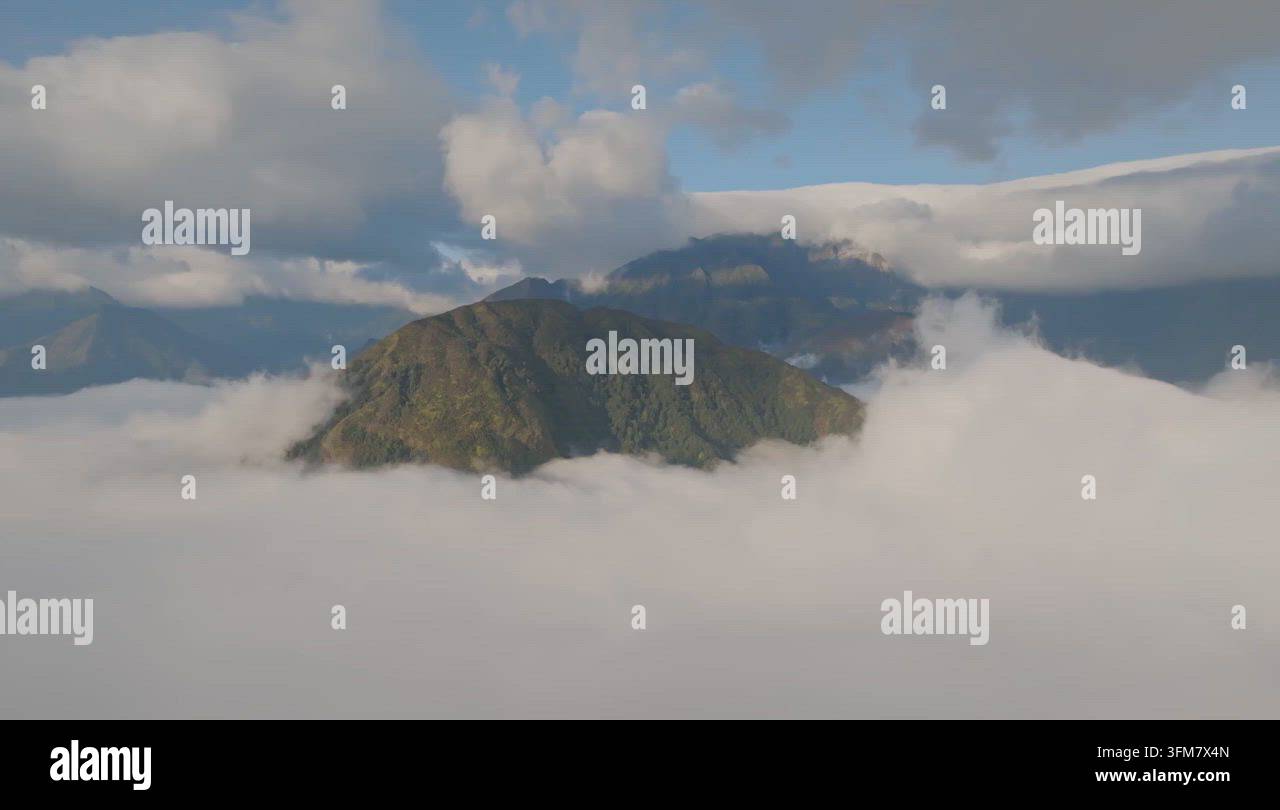 Sunrise Over a Mountain Above the Clouds in Vietnam Stock Video Footage ...