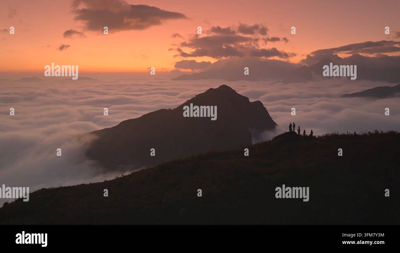 Sunrise Above the Clouds on a High Mountain in Vietnam Stock Video ...