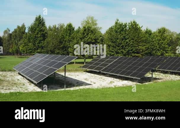 Ground mounted solar panels generate clean electricity on a farm ...